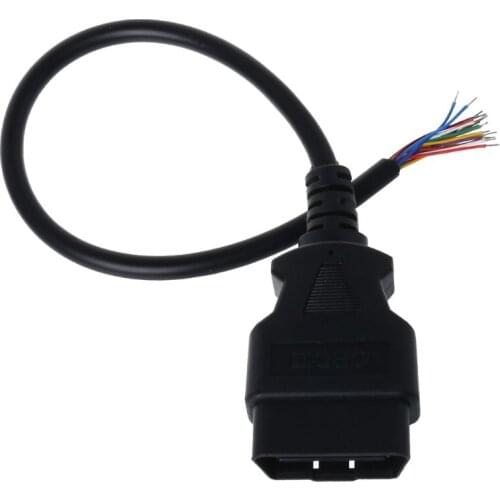 OBD2 16Pin Male Plug Adapter Opening Cable Connector For ELM327 Extension Auto