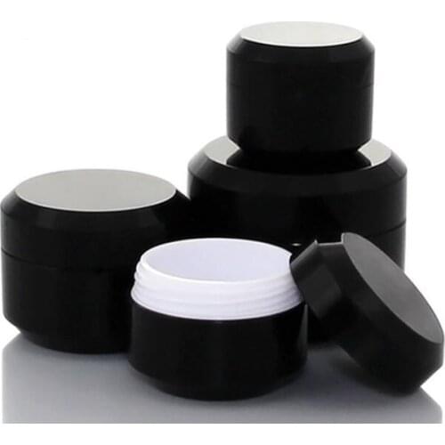 20pcs 5g 10g 15g 30g Black Cream Bottle Jars Pot Container Empty Cosmetic Plastic Sample Box For Nail Art Gel Glitter Storage
