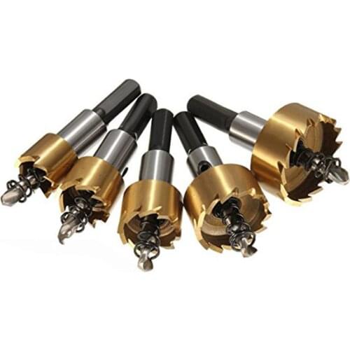 5PCS/Lot HSS Titanium Hole Drill Bit Saw with Wrenches for Woodworking Drilling Tap Kit