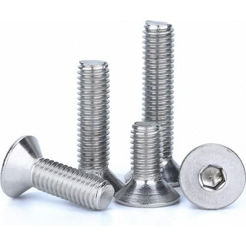5Pcs M3 M4 M5 M6 DIN7991 Flat Head Socket Cap Screw 316 Stainless Steel Marine Grade Countersunk Head Allen Bolts Regular Length