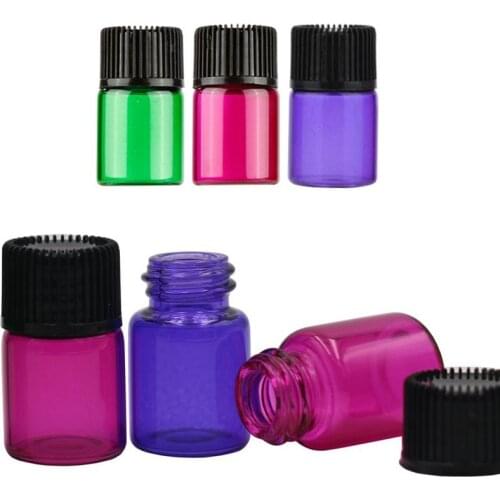 50pcs 1ml Colorful Glass Perfume Liquid Bottle Small Essential Oil Vials Mini Sample Container