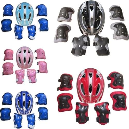 7Pcs/set Kids Boy Girl Safety Helmet Knee Elbow Pad Sets Children Cycling Skate Bicycle Helmet Protection Safety Guard