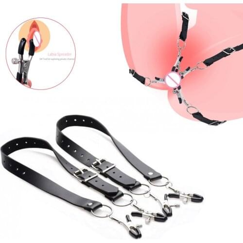 BDSM Bondage Thigh Labia Spreader Strap Labia Clip Strapon Clit Stimulator Vagina Speculum,Shame Nipple Clamp Sex Toys For Women