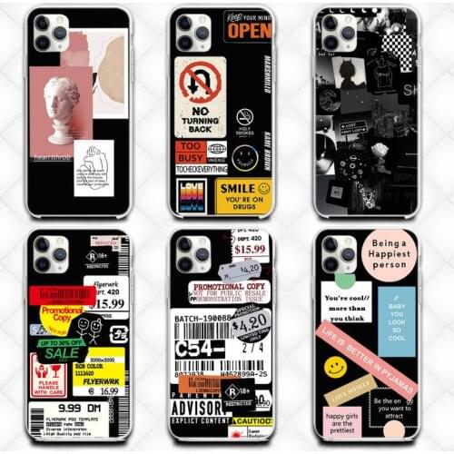 Coque Black Case Retro Bar Code Label Cover Phone Case Transparent Case For Iphone6 6s 7 8 Plus XR X XS XSmax 11 12 Pro Mini Max