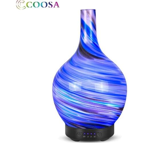 Coosa Essential oil Diffuser 100ml Art Vase Ultrasonic Aroma Mist Humidifier 7 Color Change Lamp Air Humidifier for Home Desk