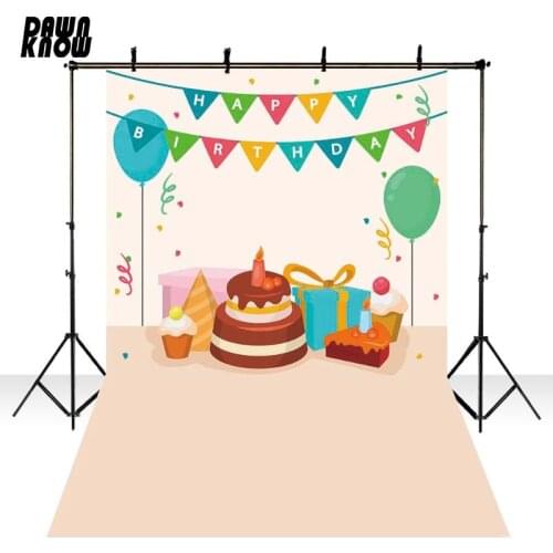 DAWNKNOW Cartoon Birthday Cake Party Photography Background Fotografia Backdrop Photocall Newborn Photo Shoot Children GY191