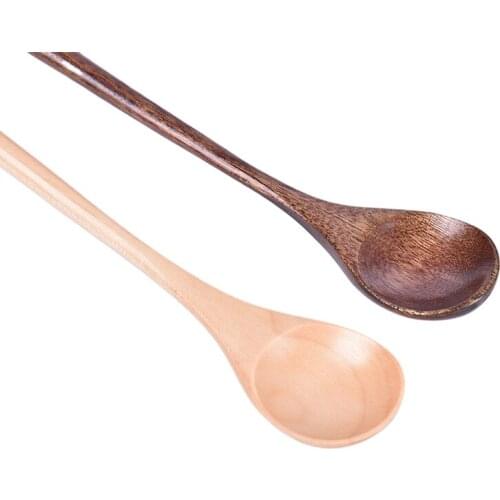 Wooden Spoons Long Handled Spoon Kids Spoon Wood Rice Soup Dessert Spoon Coffee Tea Mixing Tableware