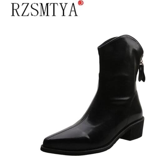 European and American Fashion Simple Thick Heel High Heel All-match Pointed Womens Boots Slim Nightclub Sexy Short Boots