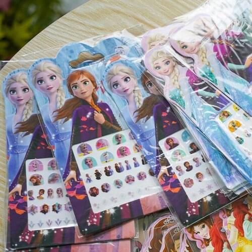 Girls Frozen 2 Elsa Anna Makeup Toys Nail Stickers Disney Snow White Princess Sofia Mickey Minnie Kids Nail Decoration Supplies