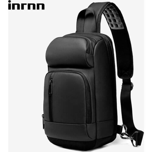Inrnn Men USB Charging Chest Bag Male Waterproof Shoulder Sling Bags Quality Short Trip Chest Pack Casual Business Crossbody Bag