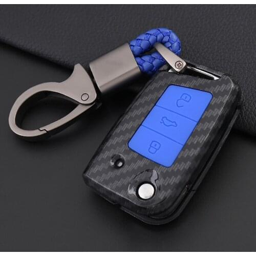 Carbon Car Key Case Cover For VW Volkswagen Golf 4 5 6 Bora Jetta POLO Passat B5 B6 Skoda Superb Octavia Fabia SEAT Ibiza Leon