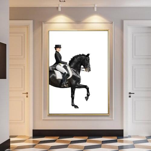 Modern Luxurious Figure Horse Canvas Paintings Abstract Posters Print Wall Art Pictures for Living Room Home Aisle Decor