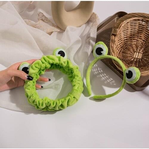 Kawaii Cute Cartoon Frog Funny Makeup Headband Wide-brimmed Elastic Hairbands Girls Hair Bands Accessories резинки для волос