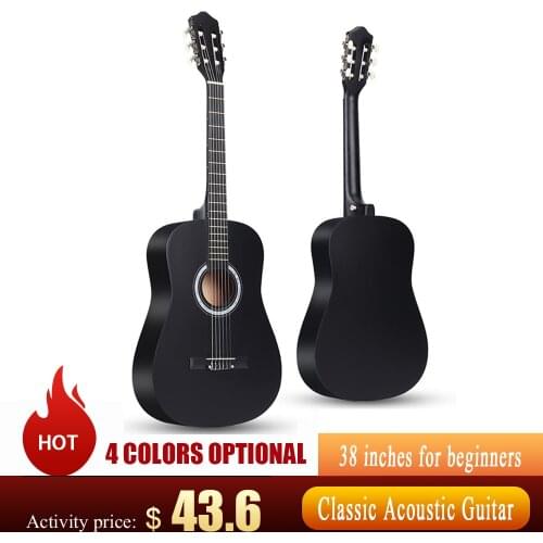 38'' Classic Acoustic Guitar 38 inches 6 Strings Acoustic Guitar Wooden Guitar for Students Beginners (Wood)
