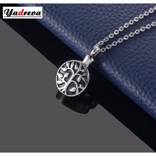 Stainless Steel Ash Personality Tree Of Life Pendant Necklace Commemorative Jewelry