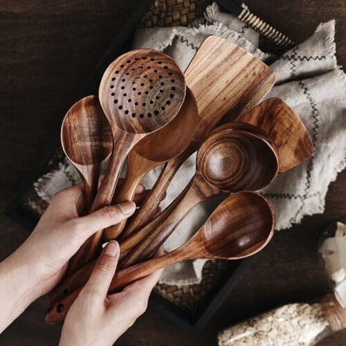 Teak Natural Wood Tableware Spoon Colander Spoon Special Nano Soup Skimmer Cooking Spoon Wooden Kitchen Accessories