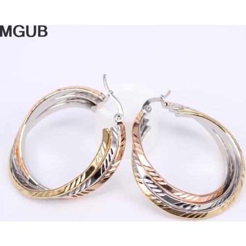 2020 New Wholesale Hoop Earrings Women Gold Color Round Circle Stainless Steel Earring fashion jewelry LH851