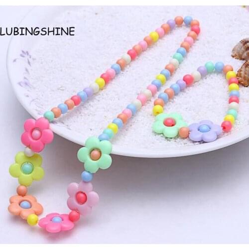 Random Color Flowers Jewelry Set for Children Cute Necklace Bracelets for Girls Princess Gifts Beach Jewelry Baby Kids T163