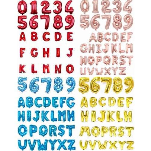 16 inch Rose Gold Silver Red Pink Number Balloon Inflatable Air Ball Figure Digit Foil Birthday Party Wedding Decoration Ball