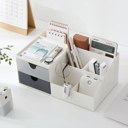Large Capacity Transparent Drawer Type Desktop Organizer Desk Storage Box Pen Holder School Cute Office Stationery