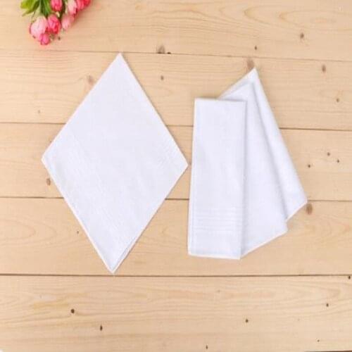 12 pcs/lot 100% Cotton Solid White Men Handkerchief Export item 40cm*40cm