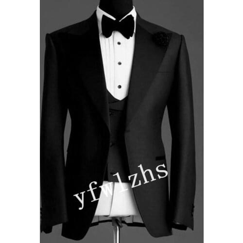 New Arrival One Button Groomsmen Peak Lapel Groom Tuxedos Men Suits Wedding/Prom Best Blazer ( Jacket+Pants+Vest+Tie) B255