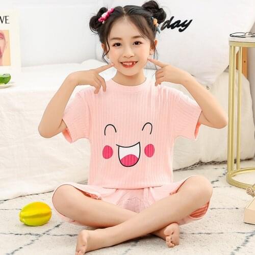 New Summer Childrens Pajamas Cotton Two-Piece Suits Children Nightwear Boys Girls Kids Clothing Sets for Baby Sleepwear