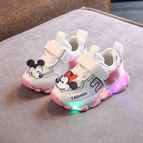 Disney Mickey lights up boys and girls sneakers for fall 2021 new fashion kids children casual shoes baby LED toddler shoes