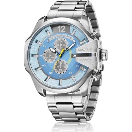 Reloje Cagarny Men Watch Male Clock Silver Steel Date Quartz Wrist Watches Mens Luxury Brand Waterproof Sport Relogio Masculino