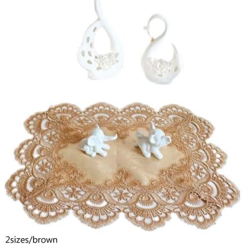 Luxury lace embroidery place table mat cloth pad cup mug drink satin doilies dining tea coaster wedding dish placemat kitchen