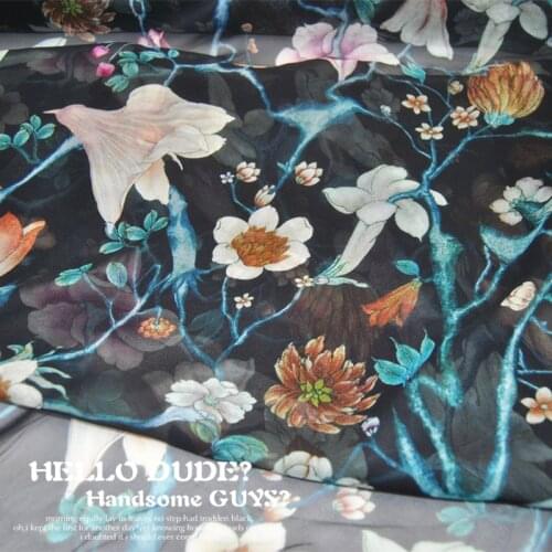 LEO&LIN Black Large Wide Elegant Silk Georgette Chiffon Thin Dress Shirt Fabric Fabric DIY Patchwork Tissue