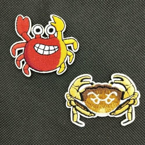Cute Cartoon Crab Diy Iron on Embroidered Fabric Patches Clothes Apparel Bag Decor Animal Sticker Accessories