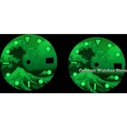 Goutent 28.5mm C3 Super Green Luminous Watch Dial Parts Fit For NH35 NH36 Movement