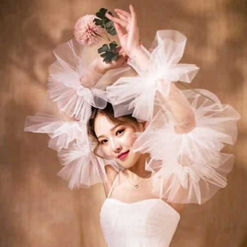 Wedding Boleros Tiered Puffy Bridal Sleeves Wedding Sleeves Detachable Cover Arm Sleeve Perspective Wedding Bridal Accessories