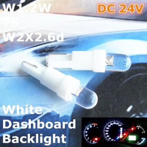 24V LED Car White Color Bulb Lamp T5(5mm Spot Lamp)for W1.2W W2.3W W2X2.6d Dashboard Ashtray Signal Light