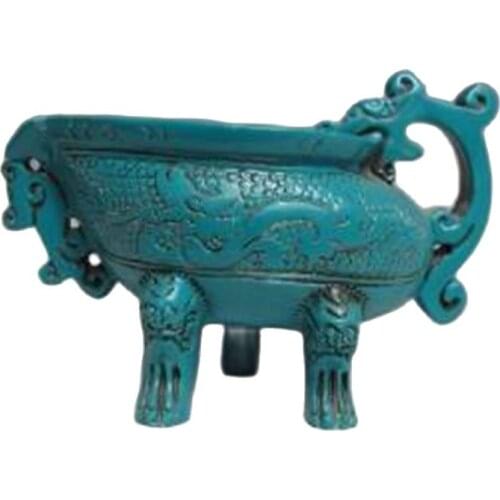 Oriental Ancient Chinese Turquoise Hand-carved Dragon Cup