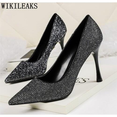 Wedding Shoes Fashion Stiletto Heels Party Shoes for Women Glitter Extreme High Heels Sexy Designer Shoes Luxury Heels 2020 Buty
