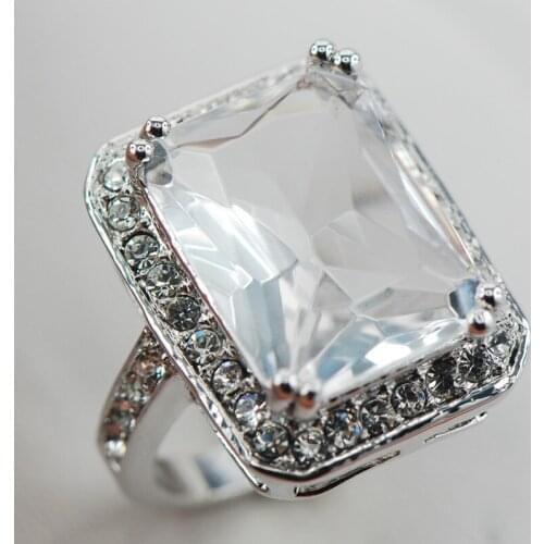 White Crystal Zircon White Crystal Zircon Women 925 Sterling Silver Ring F889 Size 6 7 8 9 10