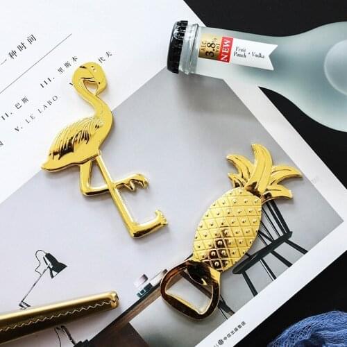 Gold Flamingo Alloy Beer Bottle Jar Opener Cute Wine Opener Birds Bottle Opener Card Of Bar Tool Wedding Gift For Guest