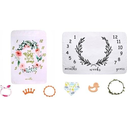1 Set Baby Monthly Record Growth Milestone Blanket Newborns Photography Props