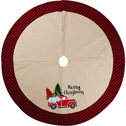 106cm Christmas Tree Skirt Linen Santa Claus Car Ornament Floor Mat Cover Xmas New Year Party Decoration