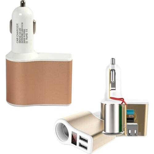 2-Port Car Charger USB Charger Auto Plug Outlet Power Adapter USB Port Car 3 in 1 Rapid Phone Charger 5V 3.1A with LED Volta