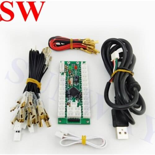 2PCS 1 Player Arcade LED USB Encoder Board with Push Buttons Wire Cables DIY Arcade USB Controller PC To Joystick Replacement