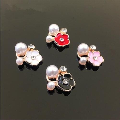 20Pcs/Lot Pearl Rhinestone Embellishments Flower Buttons Flatback For Handicraft Bowknot Flower Decoration DIY Craft Supplies