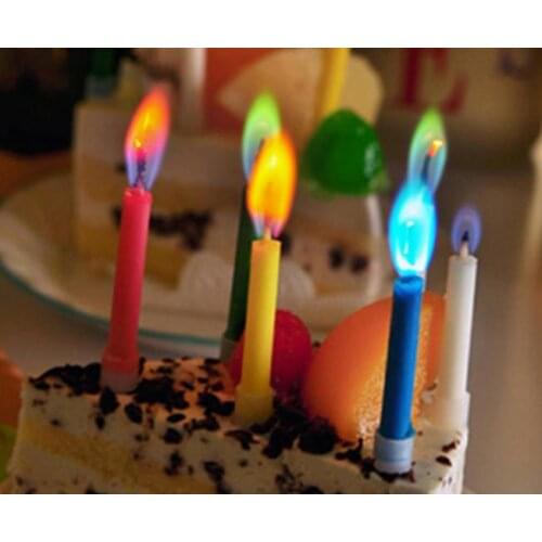 2bags/10pcs 24g Amazing magical flames Mystical fire birthday candle toy.food grade 5cm One-off make fire rainbow color d10