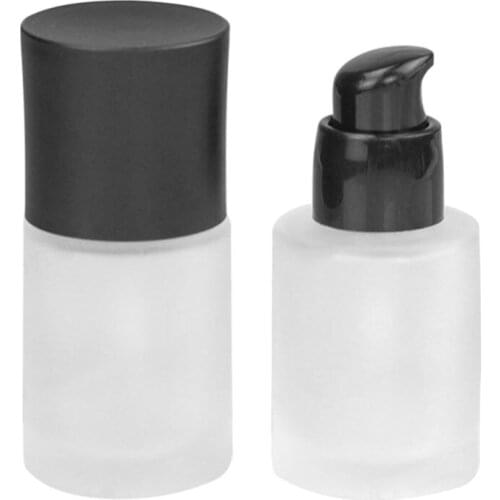 30ml Glass Essence Lotion Bottle Empty DIY Cosmetic Container Liquid Foundation Dispenser with Pressure Pump Head Lid