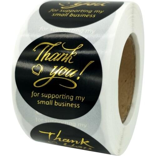 38mm Black Bronzing Sticker Thank You For Supporting My Small Business Gift Packing Seal Labels Stationary Stickers