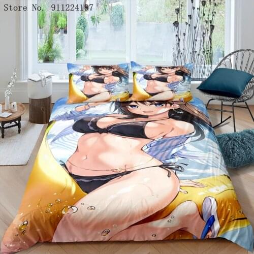 3D Print Bikini Sexy Girl Bedding Set King Queen Single Double Duvet Cover Cartoon Anime Quilt Cover Teens Boy Girl Bedclothes