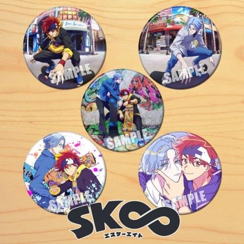 Anime SK EIGHT SK8 the Infinity Miya REKI SNOW Cherry Blossom Button Medal Brooch Pin Cartoon Badge Set Souvenir Pendant Cosplay