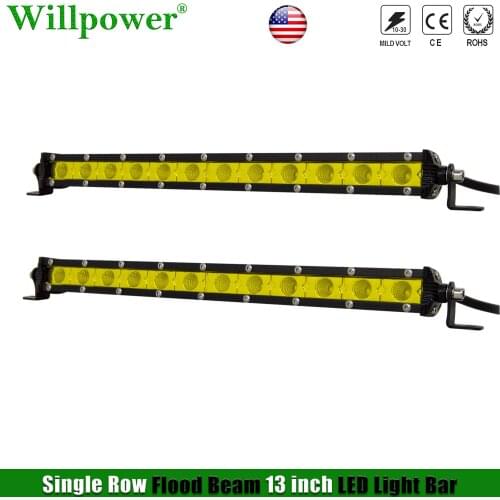 SUV Bumper 14" Slim Lightbar Single Row Yellow LED Work Light Bar Flood Beam Car Lights Offroad UTV SUV 4x4 Truck Driving Lamp